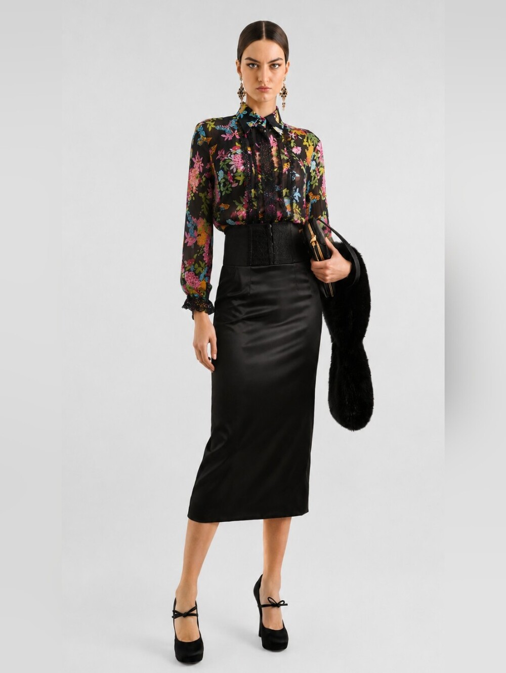 Escada Sheer Floral Lace Butterfly Blouse Top 42
